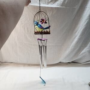 Stained Glass and metal bird spring summer decor windchime b37